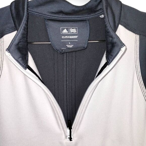 Adidas Mens Climawarm Jacket Size Large 1/4 Zip Front Gray White Long Sleeves - Picture 3 of 11